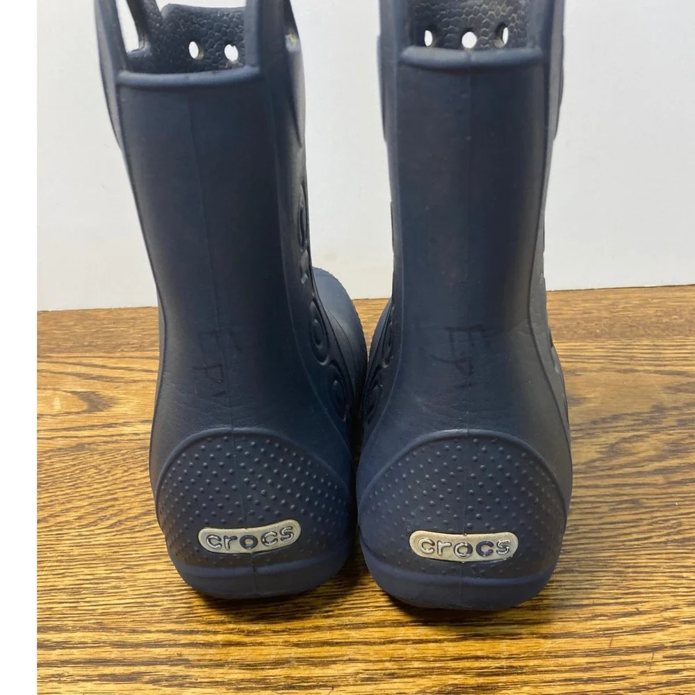 Crocs Handle It Rain Boot Navy Blue Kids Size C13 Waterproof Pull On Shoes